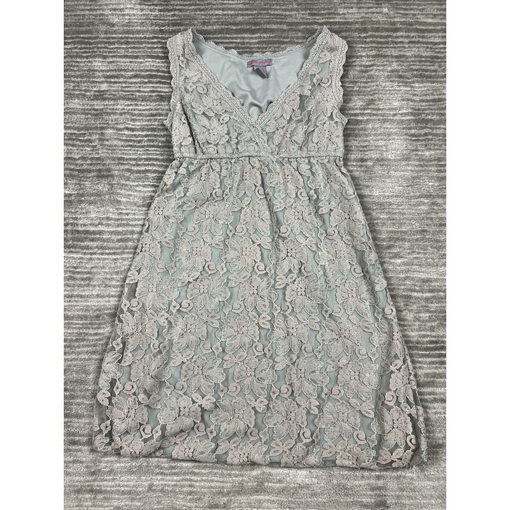 Ultra Pink Dress Womens Small Gray Sleeveless Lace Overlay Vneck